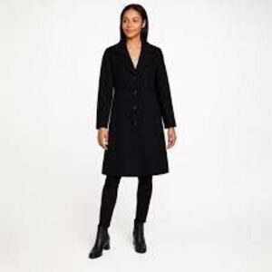 Jones New York Black Wool Blend Trench Coat Sz 8  Lined